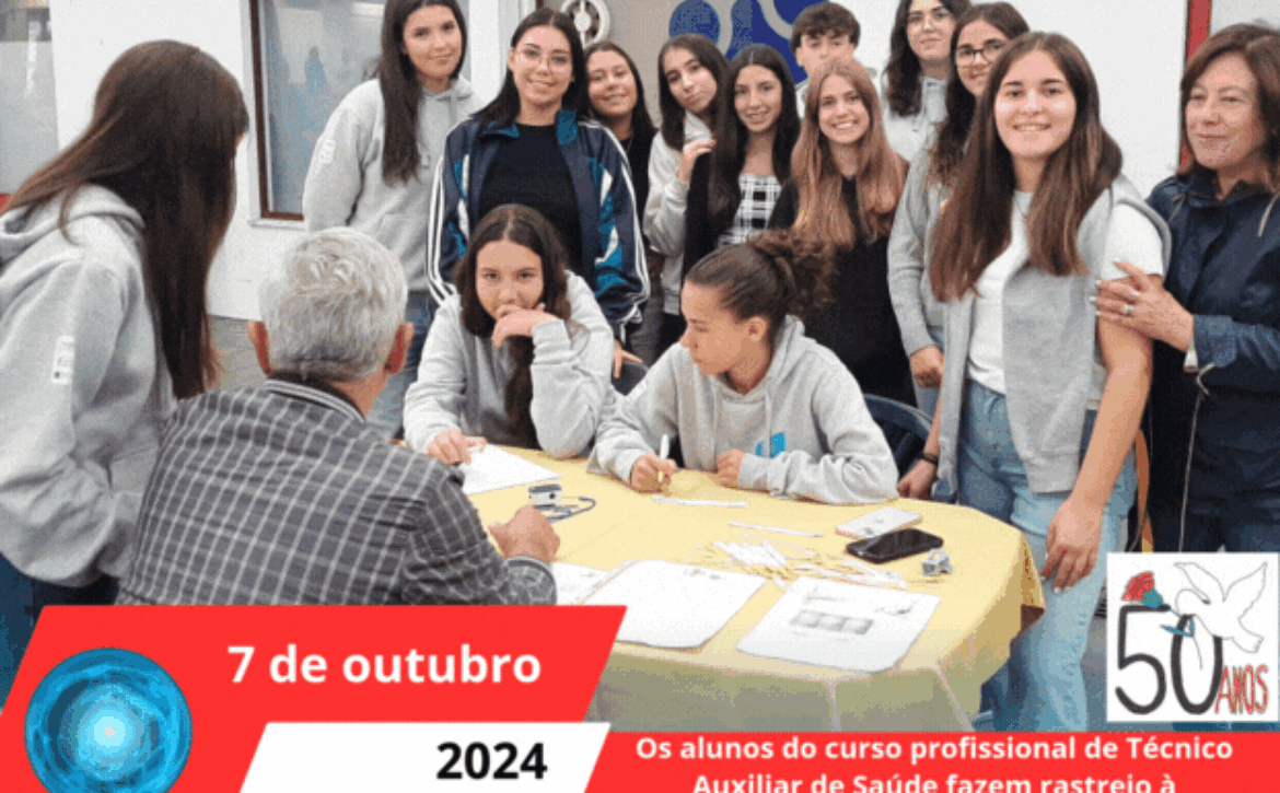 Os alunos do curso profissional de Técnico Auxiliar de Saúde fazem rastreio à comunidade.