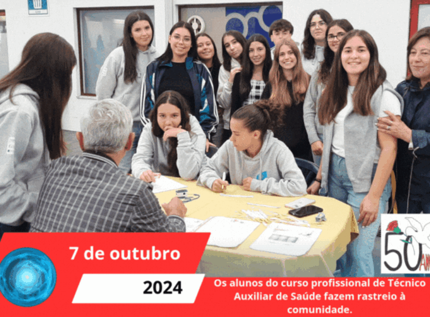 Os alunos do curso profissional de Técnico Auxiliar de Saúde fazem rastreio à comunidade.