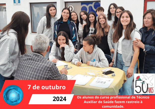 Os alunos do curso profissional de Técnico Auxiliar de Saúde fazem rastreio à comunidade.