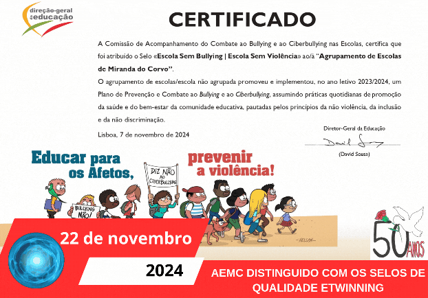 AEMC DISTINGUIDO COM OS SELOS DE QUALIDADE ETWINNING(1)