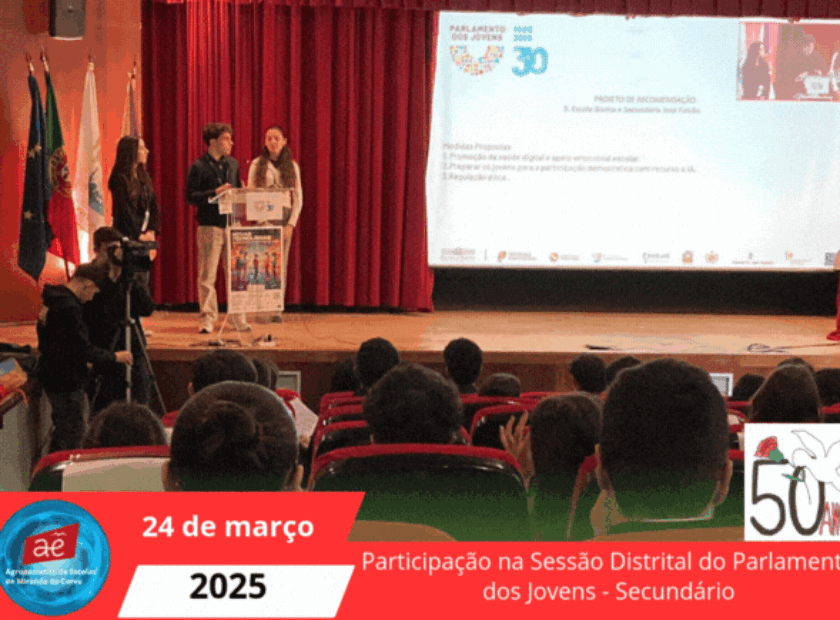 Participação na Sessão Distrital do Parlamento dos Jovens – Secundário