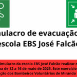O 2.º simulacro da escola EBS José Falcão realizar-se-á na semana de 12 a 16 de maio de 2025