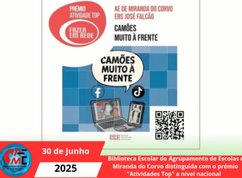 Biblioteca Escolar do Agrupamento de Escolas de Miranda do Corvo distinguida com o prémio Atividades Top a nível nacional