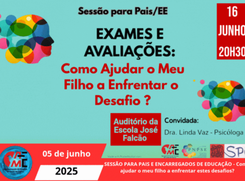 SESSÃO PARA PAIS E ENCARREGADOS DE EDUCAÇÃO – Como ajudar o meu filho a enfrentar estes desafios